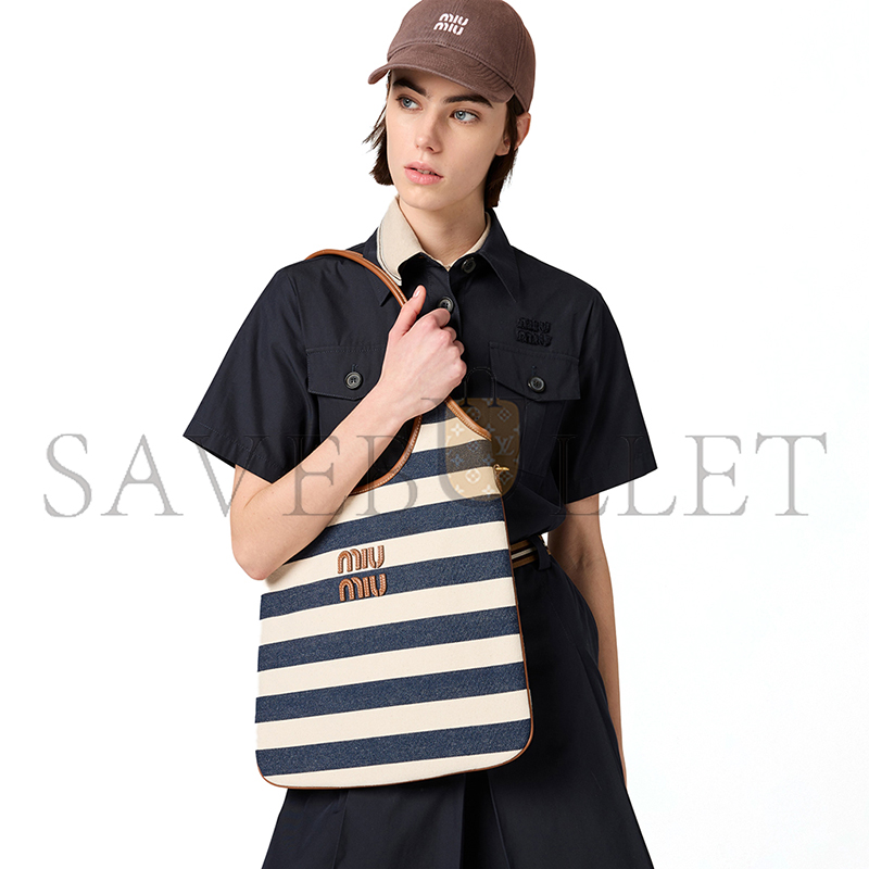 MIU MIU IVY CANVAS AND LEATHER BAG 5BG231_2IBB (40*35cm)